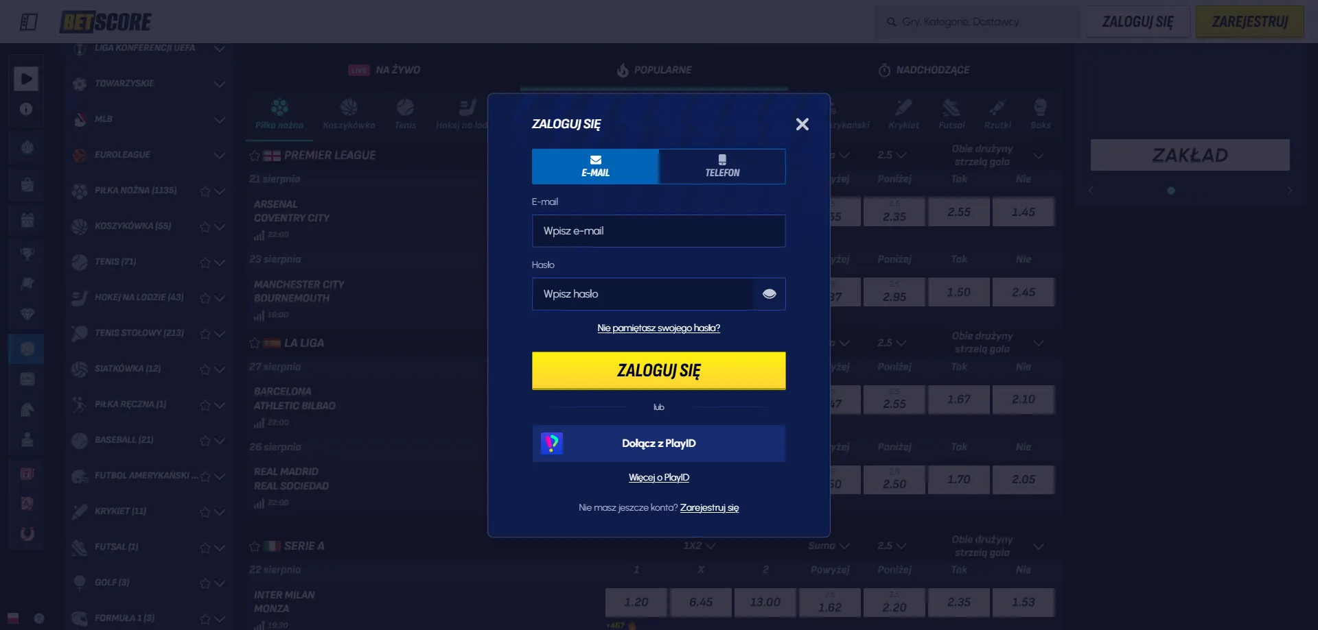 Logowanie do Betscore Casino — dostęp do konta gracza w Polsce
